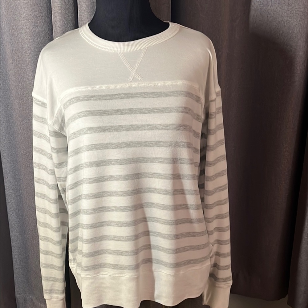 Workshop Republic Clothing White and Gray Sweatshirt